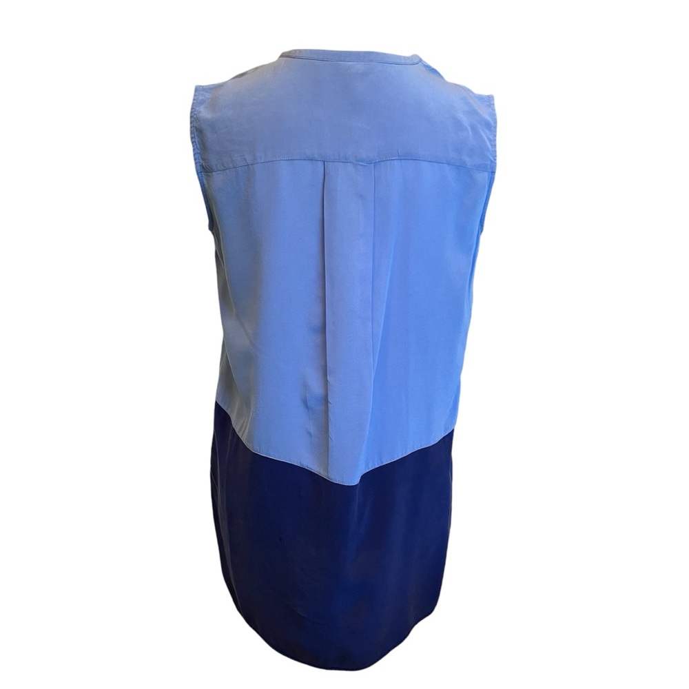 Vince Silk Colorblock Sleeveless Blouse in Blue. SP Small Petite - Picture 9 of 11